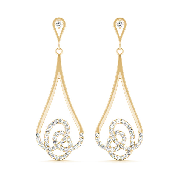 18K Yellow Gold Round Diamond Fashion Earrings
