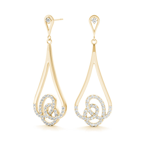 18K Yellow Gold Round Diamond Fashion Earrings