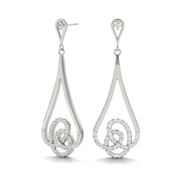 Platinum White Diamond Fashion Drop Earrings