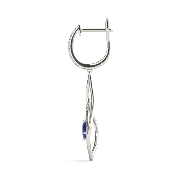 18K White Gold Oval Diamond Fashion Earrings