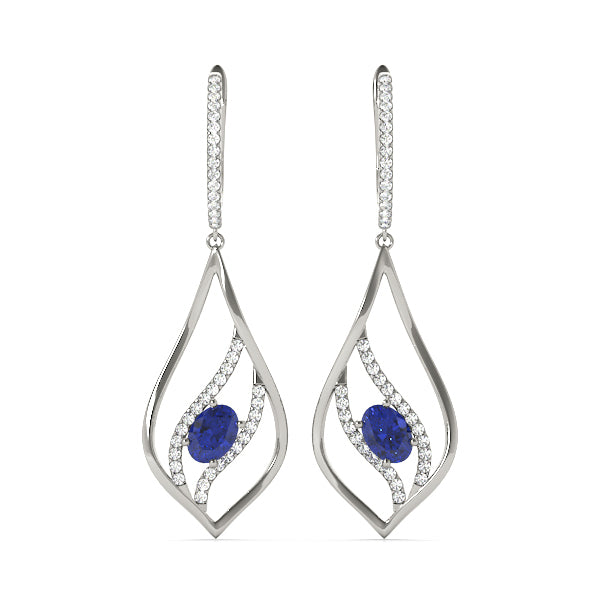 18K White Gold Oval Diamond Fashion Earrings