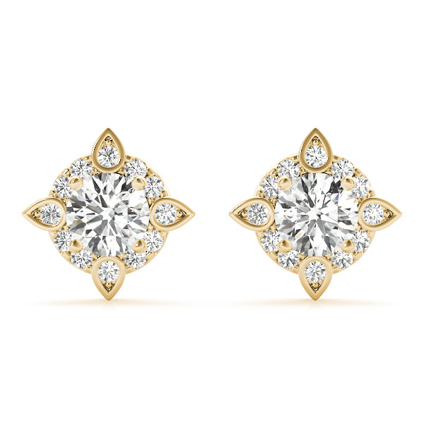 18K Yellow Gold Diamond Halo Stud Earrings