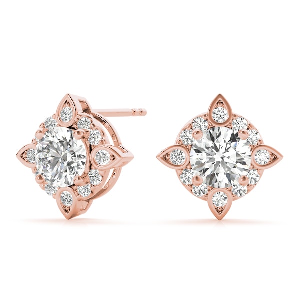 18K Rose Gold 5/8 ct tw Halo Diamond Earring