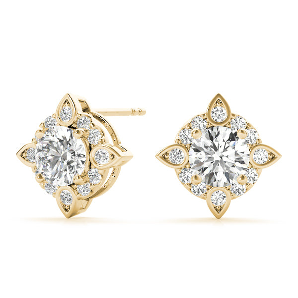 18K Yellow Gold Diamond Halo Stud Earrings