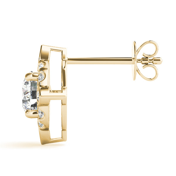 18K Yellow Gold Diamond Halo Stud Earrings