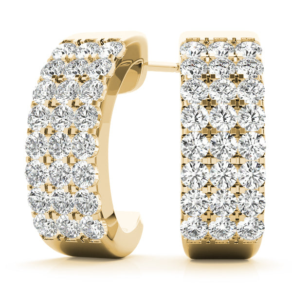 18K Yellow Gold Diamond J-Hoop Earrings 1/2 ct