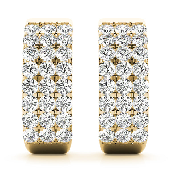 18K Yellow Gold Diamond J-Hoop Earrings 1/2 ct