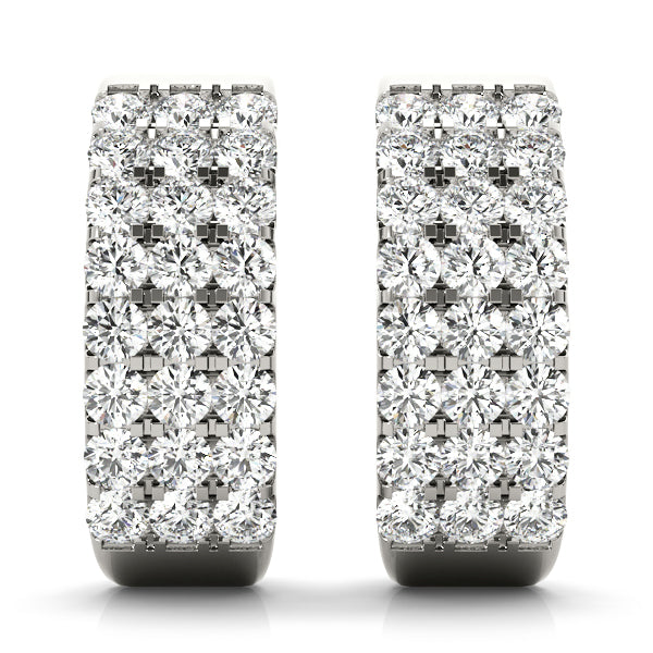 18K White Gold Diamond J-Hoop Earrings - 1/2 ct