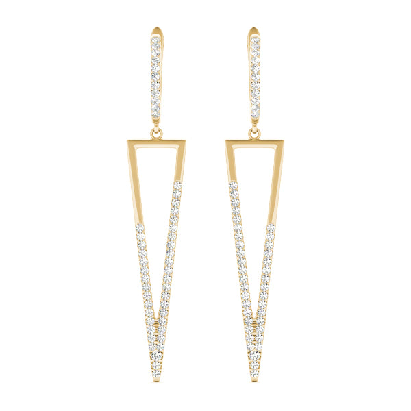 18K Yellow Gold Round Diamond Fashion Earrings