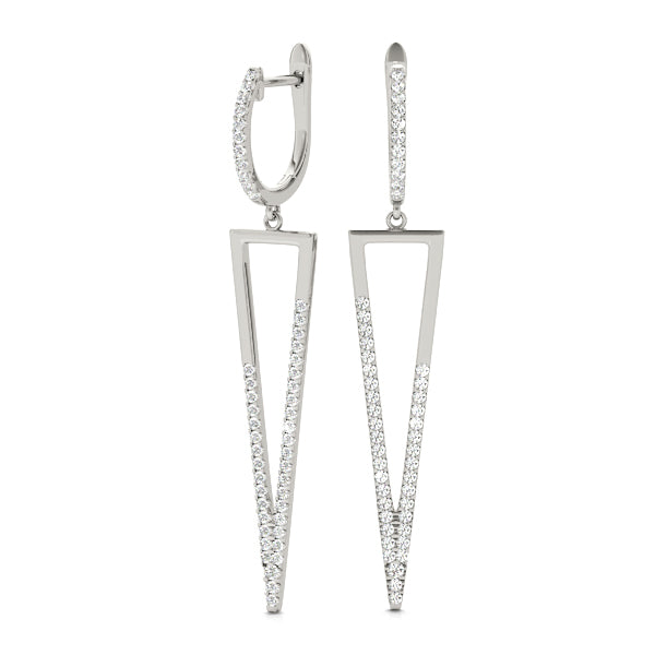 18K White Gold Round Diamond Fashion Earrings