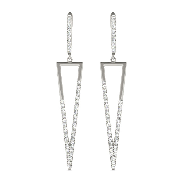 14K White Gold Round Diamond Fashion Earrings