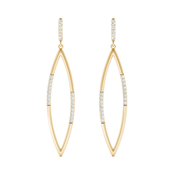 18K Yellow Gold Round Diamond Fashion Earrings