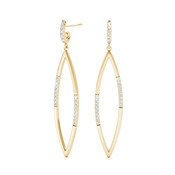 18K Yellow Gold Round Diamond Fashion Earrings