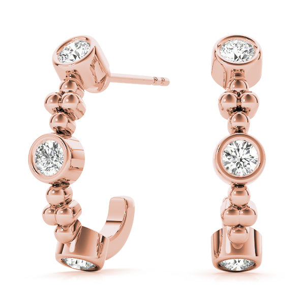 Rose Gold Diamond J-Hoops | 18K Fine Jewelry