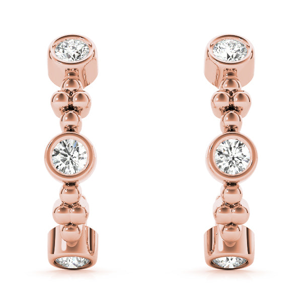 Rose Gold Diamond J-Hoops | 18K Fine Jewelry