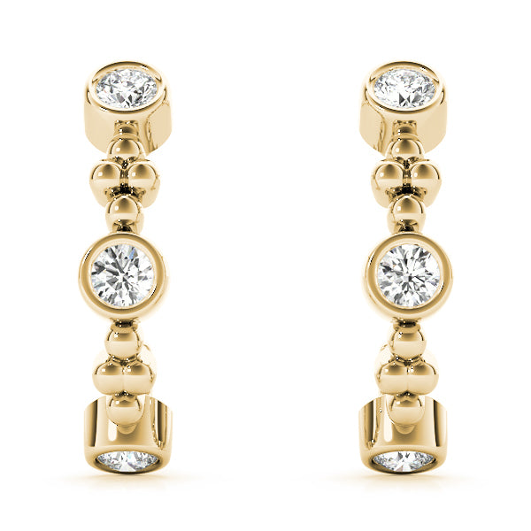 18K Yellow Gold Diamond J-Hoop Earrings