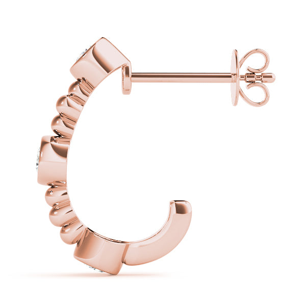 Rose Gold Diamond J-Hoops | 18K Fine Jewelry