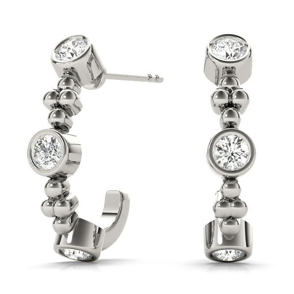 Platinum 0.45ctw Diamond J-Hoop Earrings