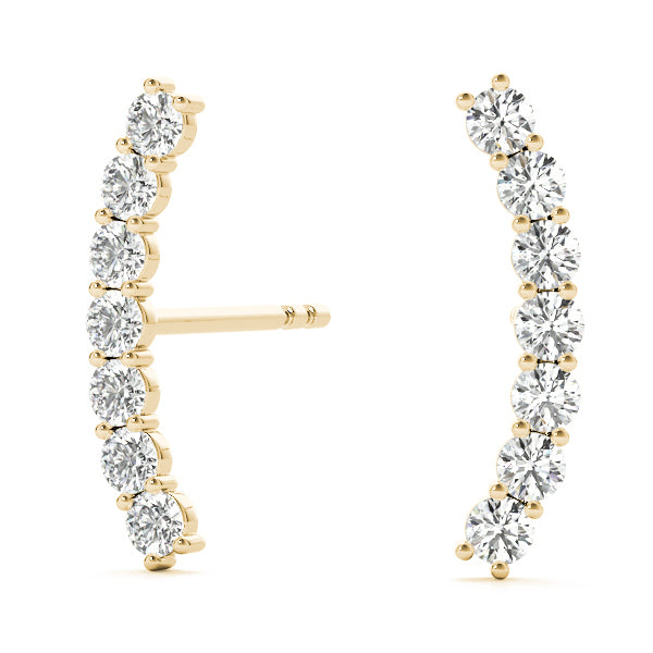 18K Yellow Gold Round Diamond Fashion Earrings