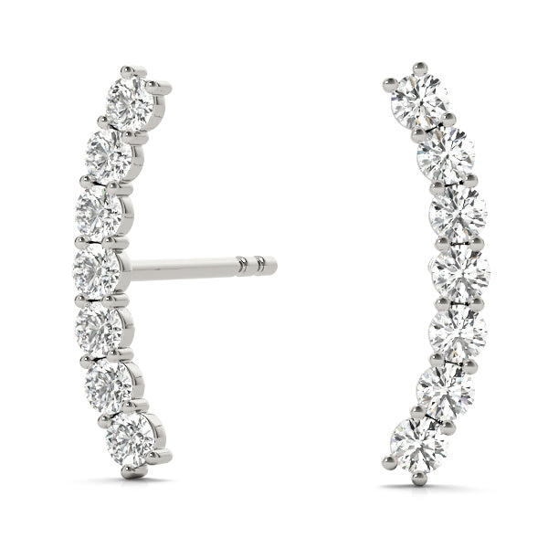 14K White Gold Round Diamond Fashion Earrings