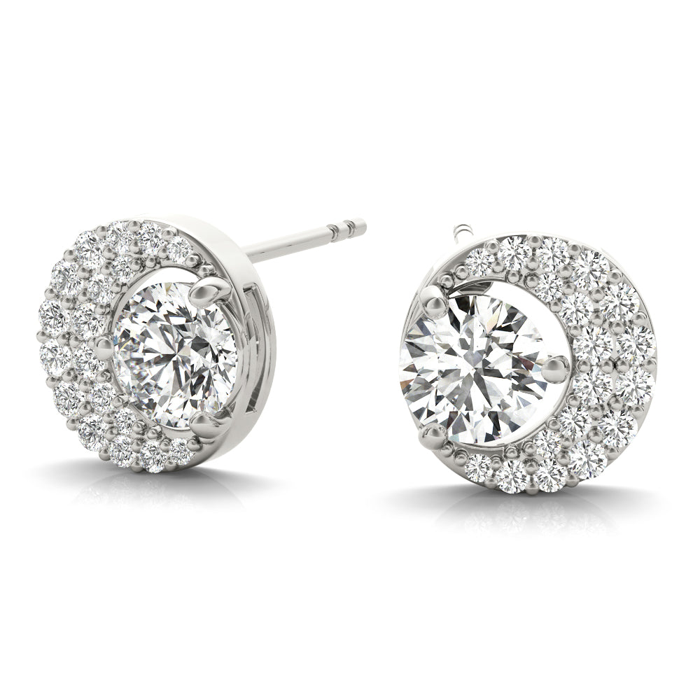 18K White Gold Round Diamond Fashion Earrings