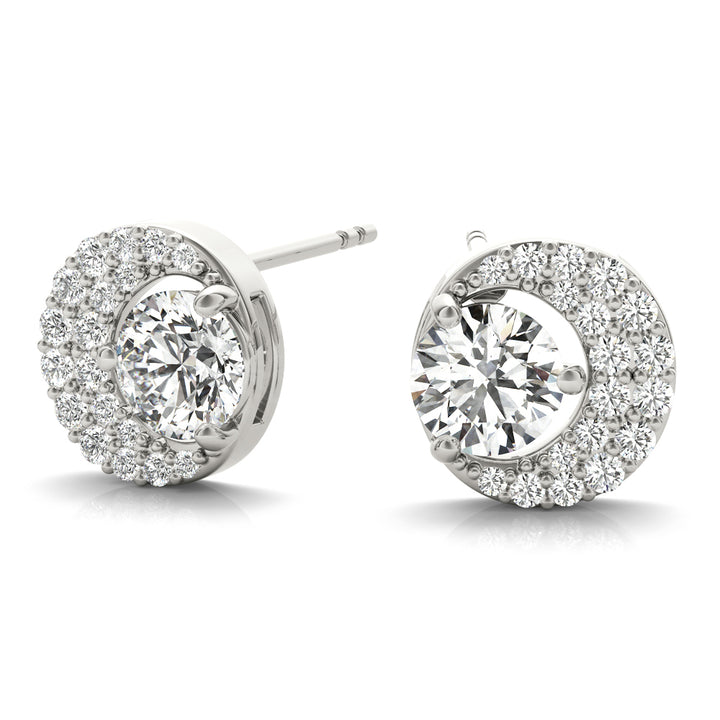 18K White Gold Round Diamond Fashion Earrings