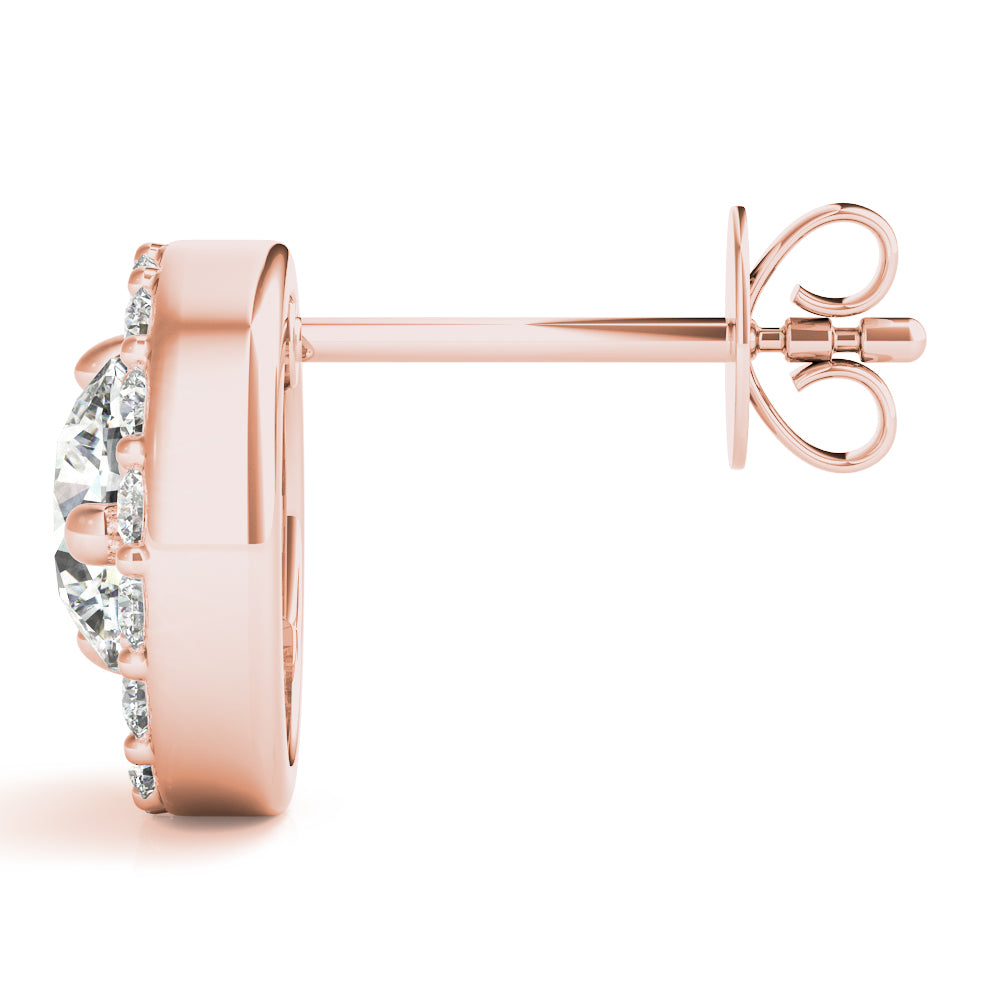 18K Rose Gold Round Diamond Fashion Earrings