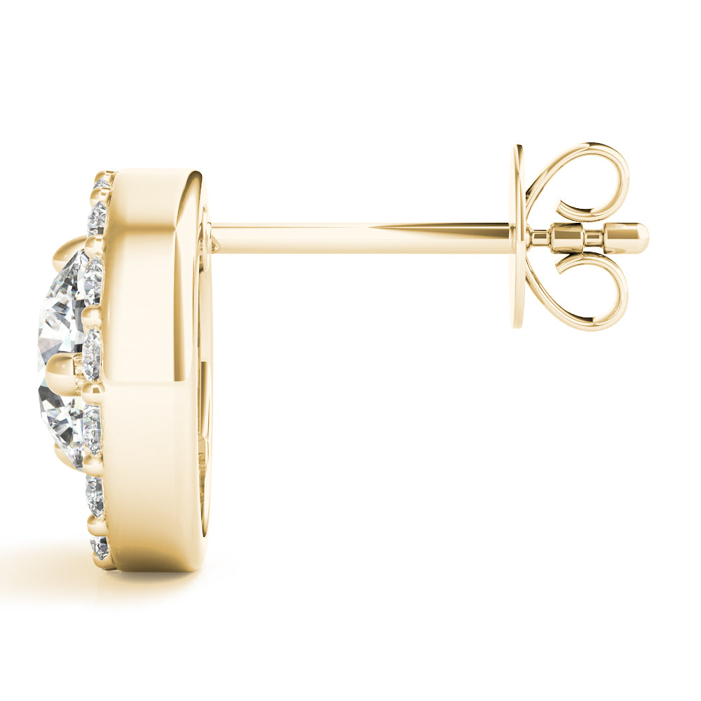 18K Yellow Gold Round Diamond Fashion Earrings
