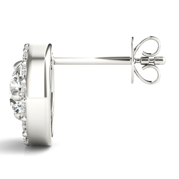 14K White Gold Round Diamond Fashion Earrings