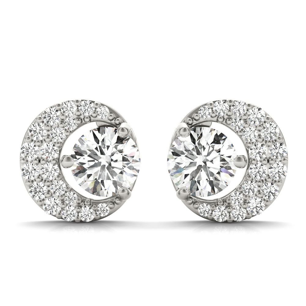 18K White Gold Round Diamond Fashion Earrings