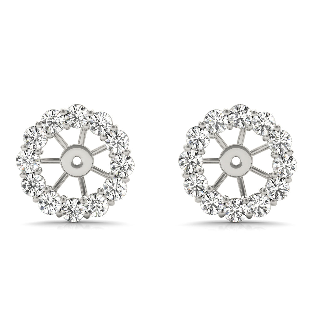 14K White Gold Round Diamond Fashion Earrings