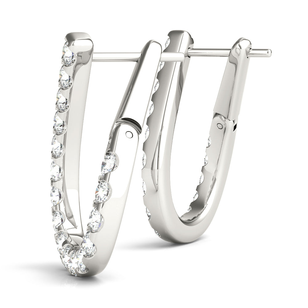 14K White Gold Round Diamond Fashion Earrings