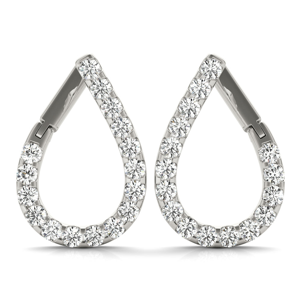 Platinum Round Diamond Fashion Drop Earrings