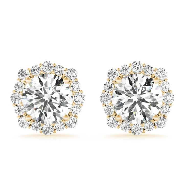 18K Yellow Gold 1 CT Diamond Halo Stud Earrings