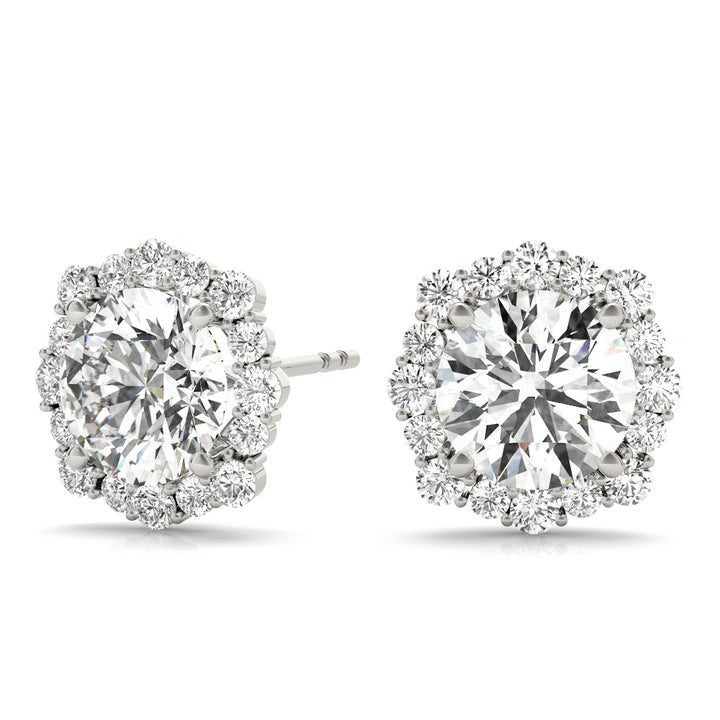 18K White Gold 1 CT Diamond Halo Stud Earrings