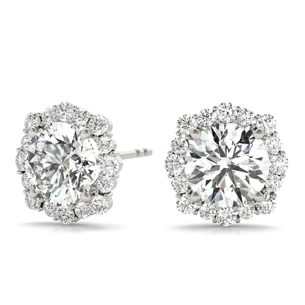 Platinum 1 CT Diamond Halo Earrings