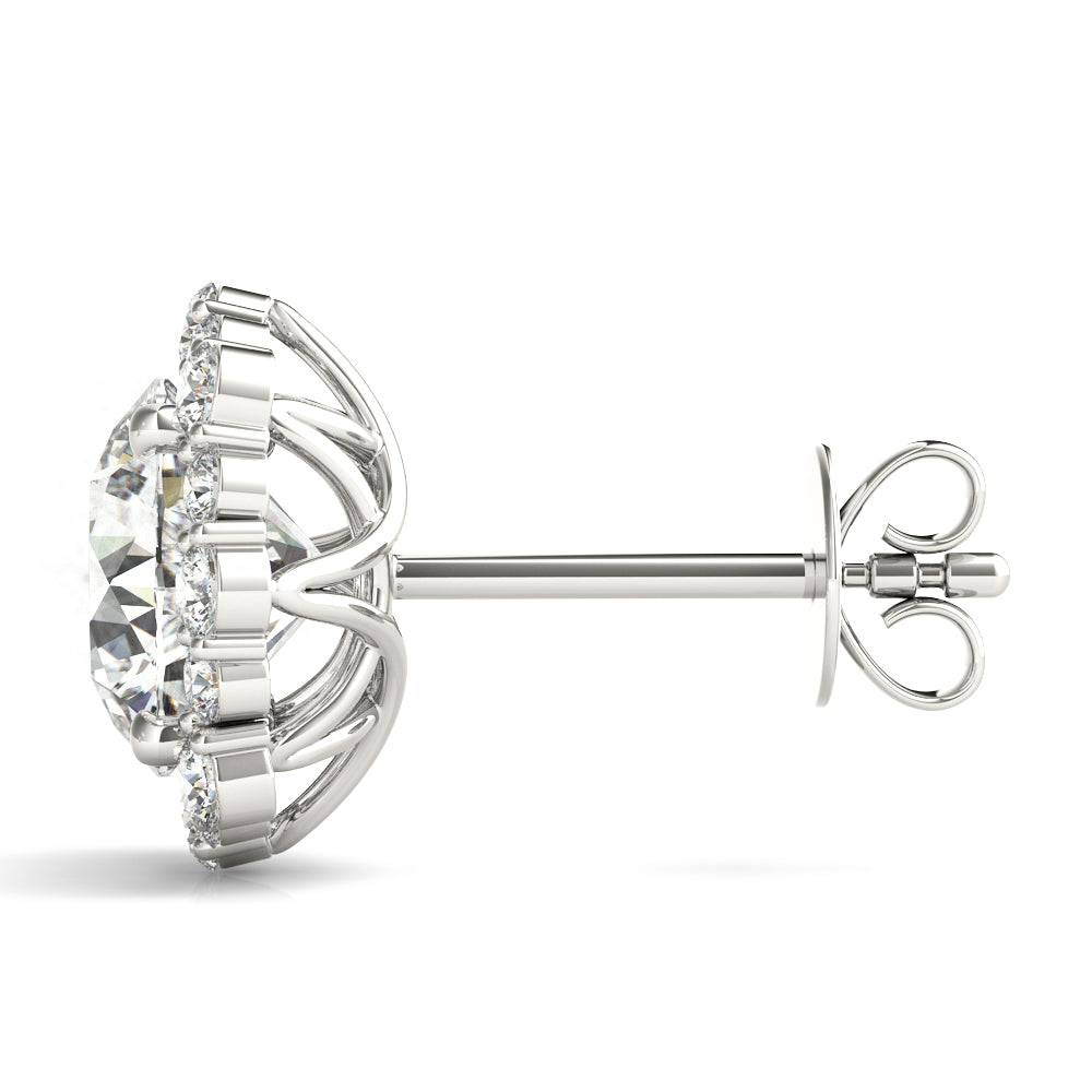 18K White Gold 1 CT Diamond Halo Stud Earrings