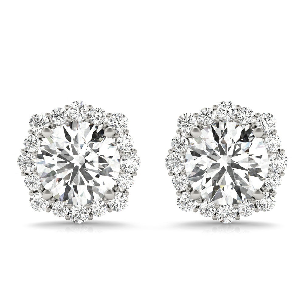 Platinum 1 CT Diamond Halo Earrings