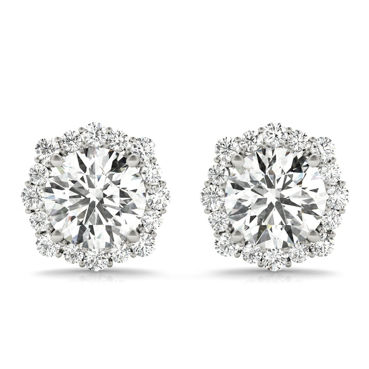 Platinum 1 CT Diamond Halo Earrings