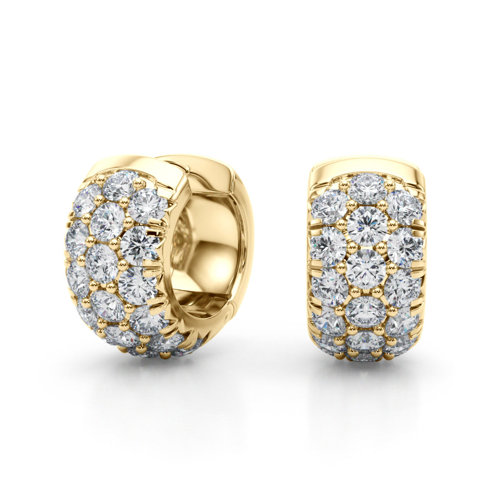 18K Yellow Gold Round Diamond Huggie Earrings
