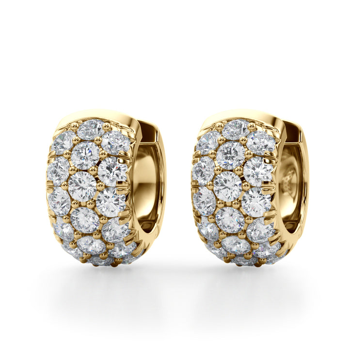 18K Yellow Gold Round Diamond Huggie Earrings
