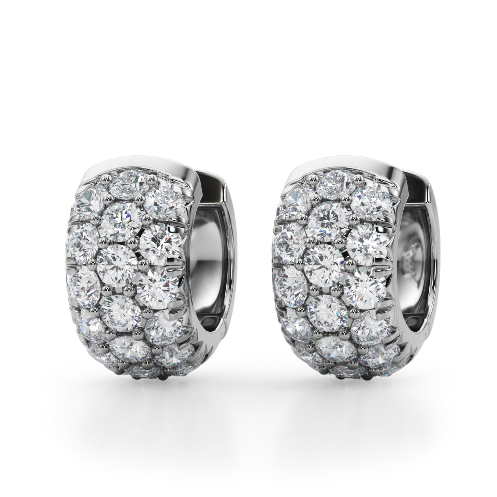 18K White Gold Diamond Huggie Earrings 1.52 ctw