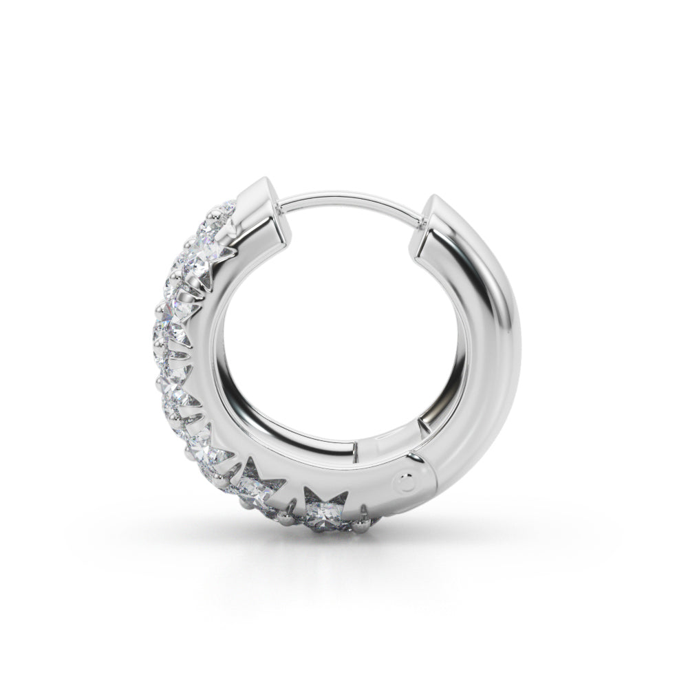 18K White Gold Diamond Huggie Earrings 1.52 ctw
