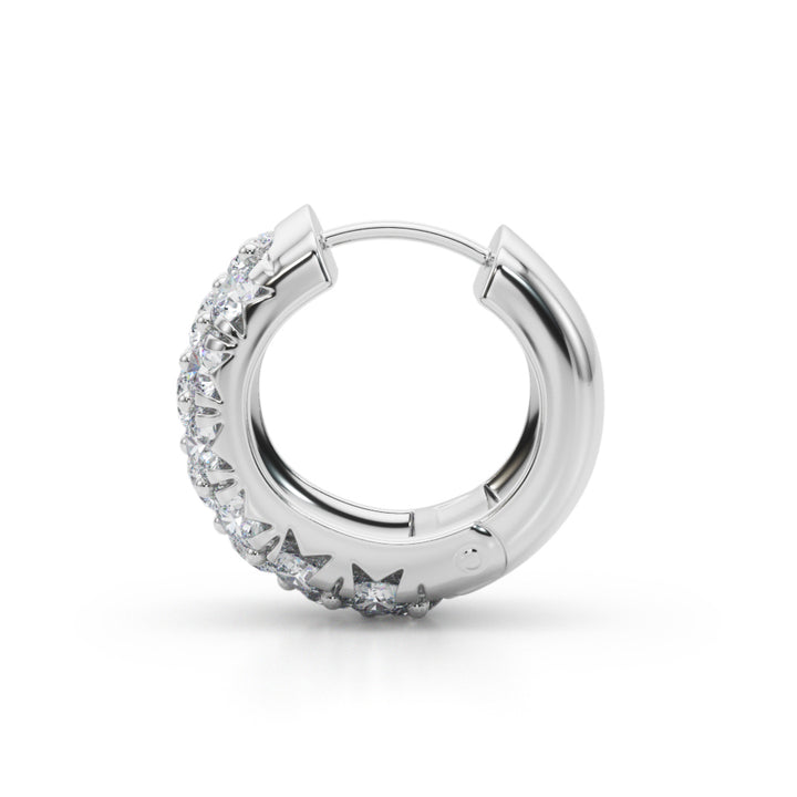 18K White Gold Diamond Huggie Earrings 1.52 ctw