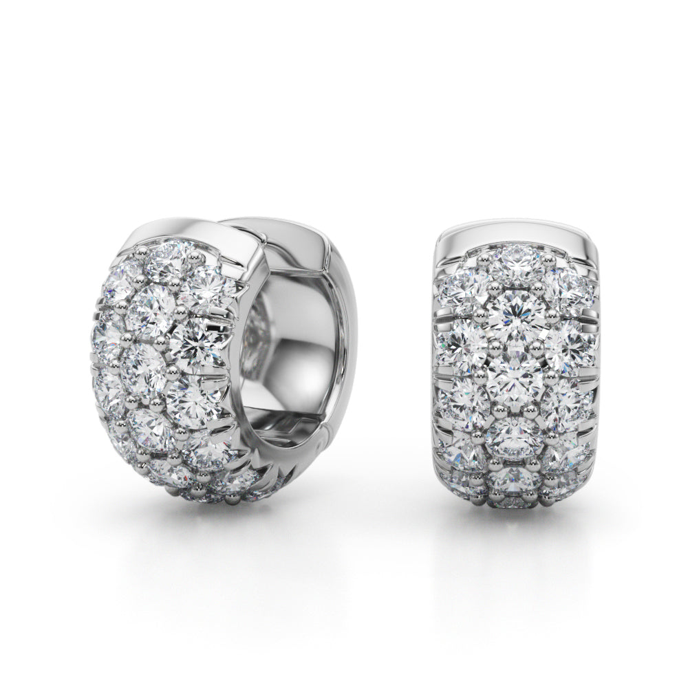 18K White Gold Diamond Huggie Earrings 1.52 ctw