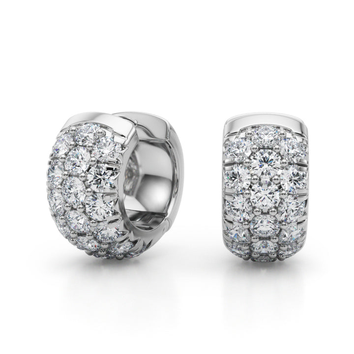 18K White Gold Diamond Huggie Earrings 1.52 ctw
