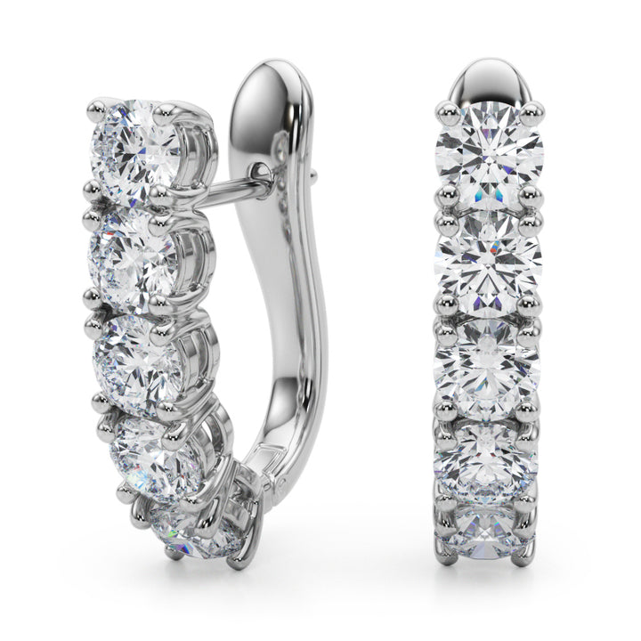 14K White Gold Diamond J-Hoop Earrings - 0.35 ctw