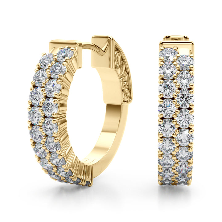 18K Yellow Gold Diamond Hoop Earrings