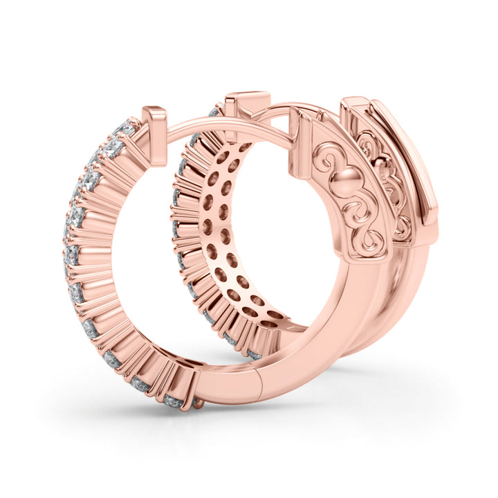 Rose Gold Diamond Hoop Earrings | 18K Fine Jewelry