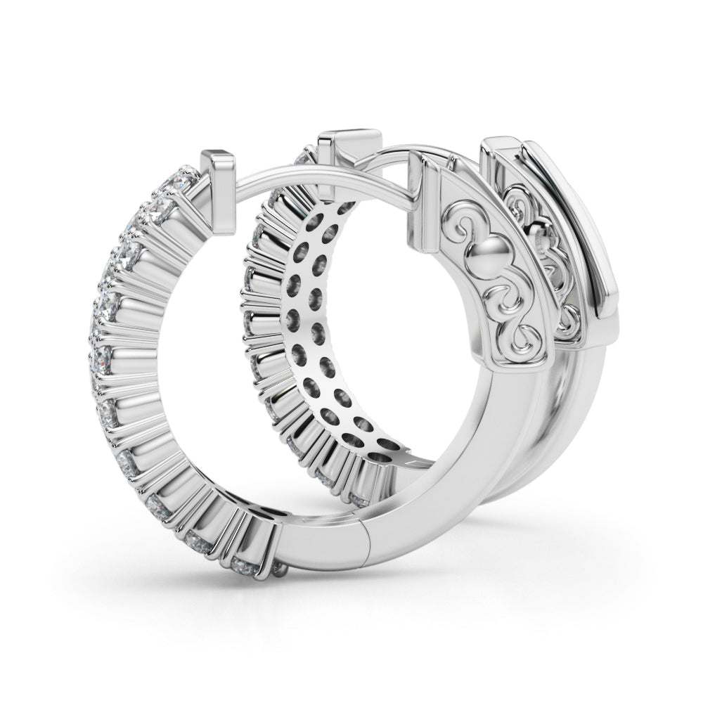 18K White Gold Diamond Hoop Earrings